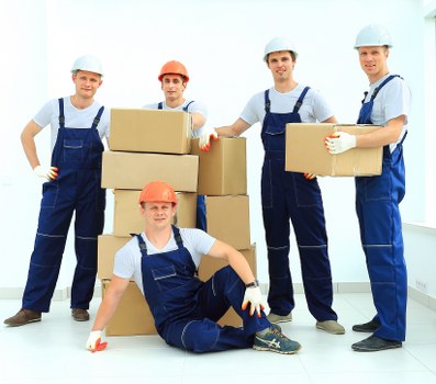 House removalists handling furniture in a Ilford property
