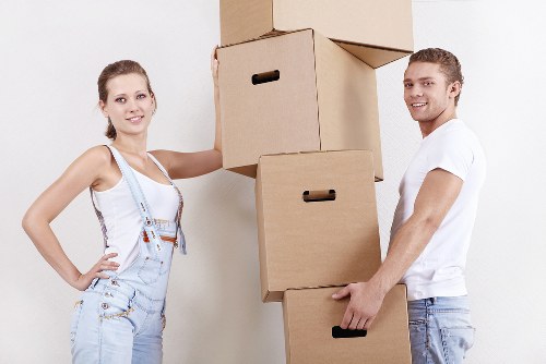 Packing and loading belongings into a removals van