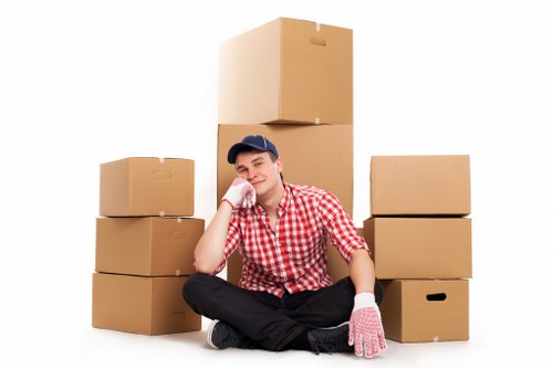 Packed moving boxes ready for local removals in Ilford